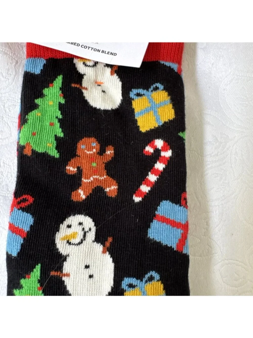 Happy Socks Medium 8-12 Crew Socks Snowmen Christmas Holiday Novelty 41-46 NEW